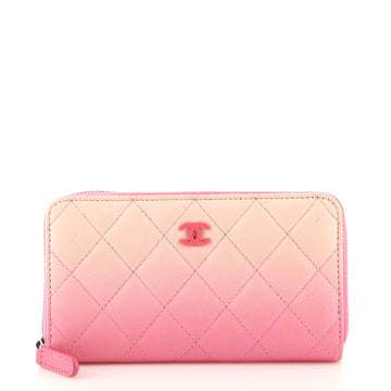 Chanel Zip Around Wallet Quilted Ombre Lambskin Small