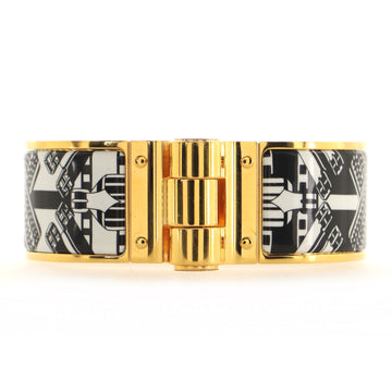 Hermes Hinged Bracelet Metal and Printed Enamel Wide
