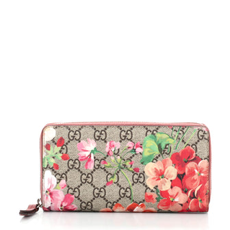 Gucci Wrist Zip Wallet Blooms Print GG Coated Canvas