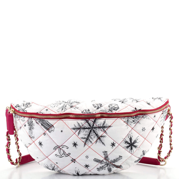 Chanel 21N Coco Neige Pink Printed Nylon Convertible Backpack/Waist bag  with silver hardware