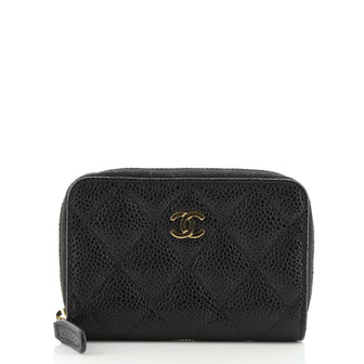 Chanel CC Zip Coin Purse Quilted Caviar Small Black 105604113