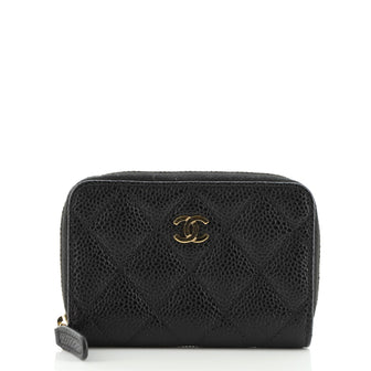 Chanel CC Zip Coin Purse Quilted Caviar Small