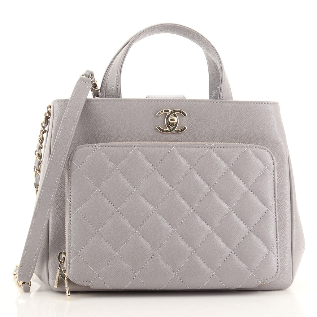 Chanel Business Affinity Tote Quilted Caviar Small Gray 105604120