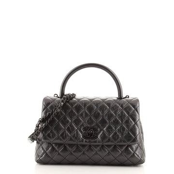 Chanel Coco Top Handle Bag Quilted Aged Calfskin Small
