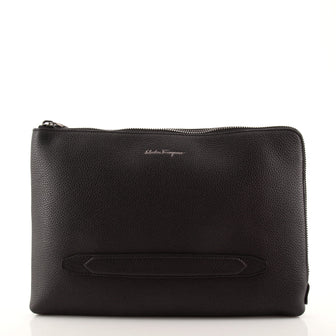 Salvatore Ferragamo Hand Strap Clutch Leather Large
