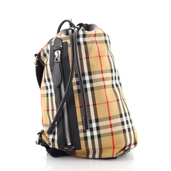 Burberry Sailing Duffle Sling Bag Vintage Check Canvas Small