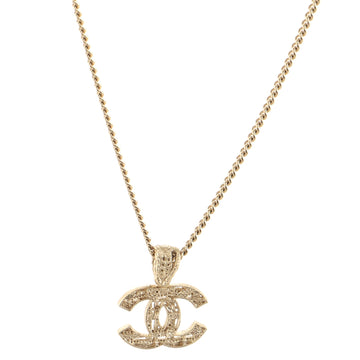 Chanel CC Tweed Effect Pendant Necklace Metal