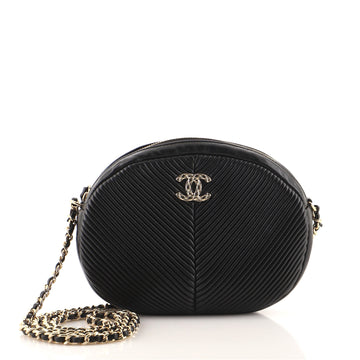 Chanel Pleated Camera Case Chevron Lambskin Small