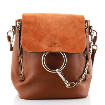 Chloe Faye Backpack Leather and Suede Small