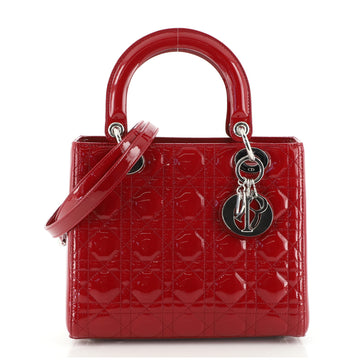 Christian Dior Lady Dior Bag Cannage Quilt Patent Medium