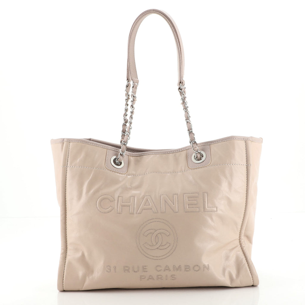 Chanel Deauville Tote Glazed Calfskin Small Pink 10560426
