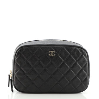 Chanel Curvy Cosmetic Pouch Quilted Caviar Small