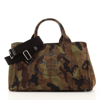Prada Canapa Convertible Tote Printed Canvas Medium
