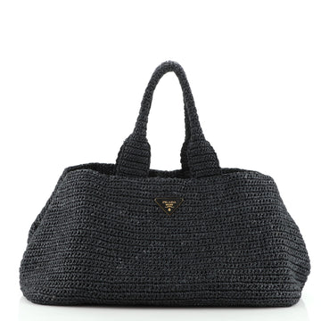Prada Canapa Tote Raffia Crochet Large