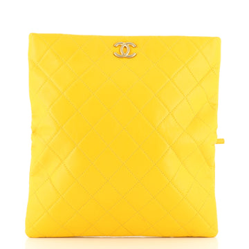 Chanel CC Foldover Clutch Quilted Lambskin Large