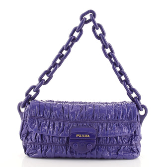 Prada Resin Chain Flap Shoulder Bag Patent Medium