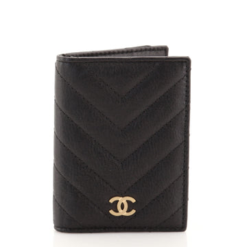 Chanel CC Bi-Fold Card Case Chevron Calfskin