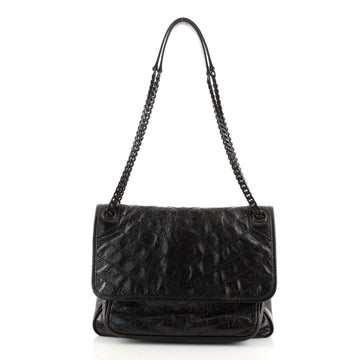 Saint Laurent Niki Chain Flap Bag Matelasse Chevron Leather Medium