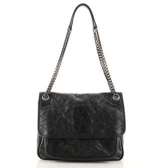 Saint Laurent Niki Chain Flap Bag Matelasse Chevron Leather Medium