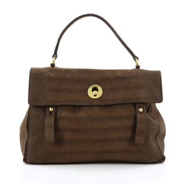 Saint Laurent Muse Two Handbag Crocodile Embossed Suede Large