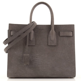 Saint Laurent Sac de Jour NM Bag Crocodile Embossed Nubuck Small