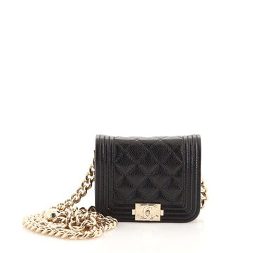 Chanel Boy Flap Chain Belt Bag Quilted Caviar