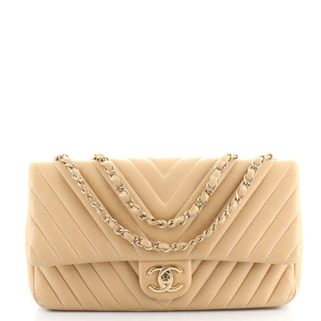 Chanel Surpique CC Flap Bag Chevron Lambskin Jumbo