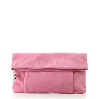 Salvatore Ferragamo Masa Fold Over Clutch Suede Large