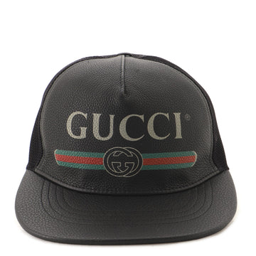 Gucci Logo Baseball Cap Printed Leather