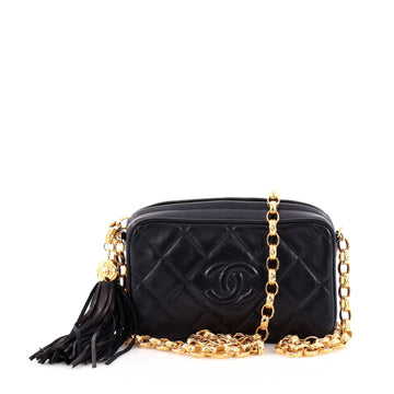 Chanel Vintage Diamond CC Camera Bag Quilted Leather Mini