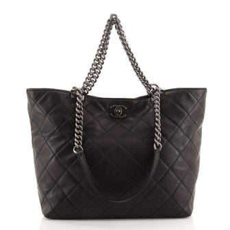 Chanel Shopping In Chains Tote Quilted Calfskin Large