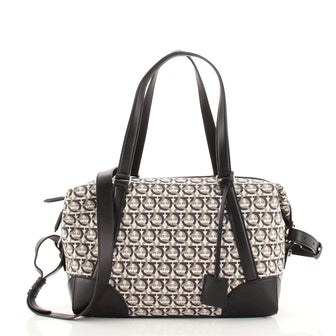 Salvatore Ferragamo Soft Duffle Bag Printed Canvas with Leather