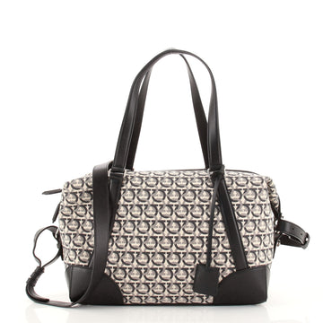 Salvatore Ferragamo Soft Duffle Bag Printed Canvas with Leather
