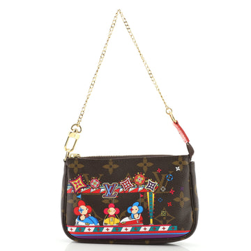 Louis Vuitton Pochette Accessoires Limited Edition Vivienne Xmas Monogram Canvas Mini