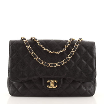 Chanel Classic Single Flap Bag Quilted Caviar Jumbo