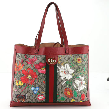 Gucci Ophidia Soft Open Tote Flora GG Coated Canvas East West