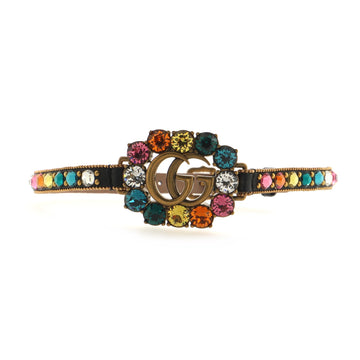 Gucci GG Choker Necklace Leather and Metal with Crystals