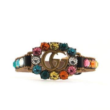 Gucci GG Cluster Bracelet Leather and Crystal Embellished Metal
