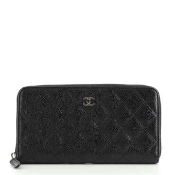 Chanel Zip Around Wallet Quilted Caviar Long