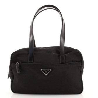 Prada Front Pocket Zip Shoulder Bag Tessuto Small