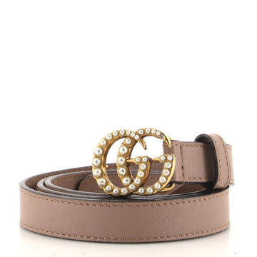 Gucci Pearly GG Marmont Belt Leather Thin