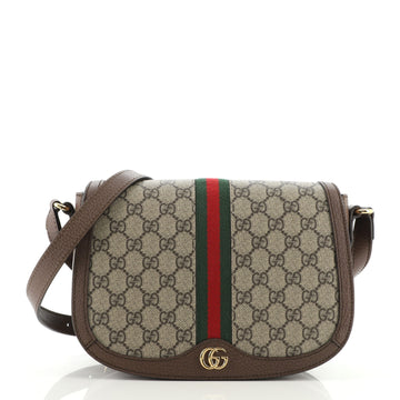 Gucci Ophidia Saddle Flap Shoulder Bag GG Coated Canvas Small