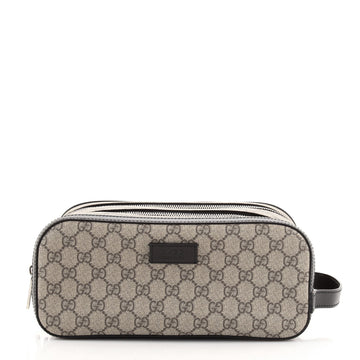 Gucci Double Zip Toiletry Pouch GG Coated Canvas Medium