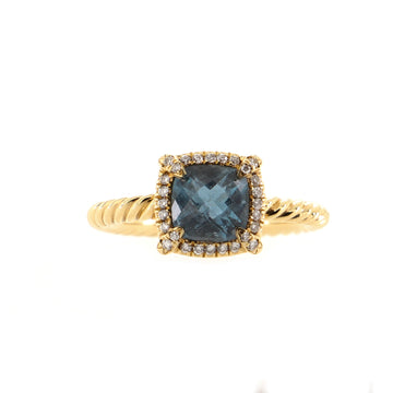 David Yurman Petite Chatelaine Bezel Ring 18K Yellow Gold with Topaz and Diamonds