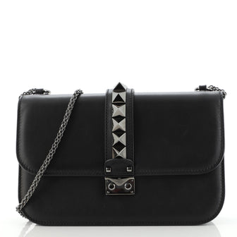 Valentino Glam Lock Shoulder Bag Leather Medium