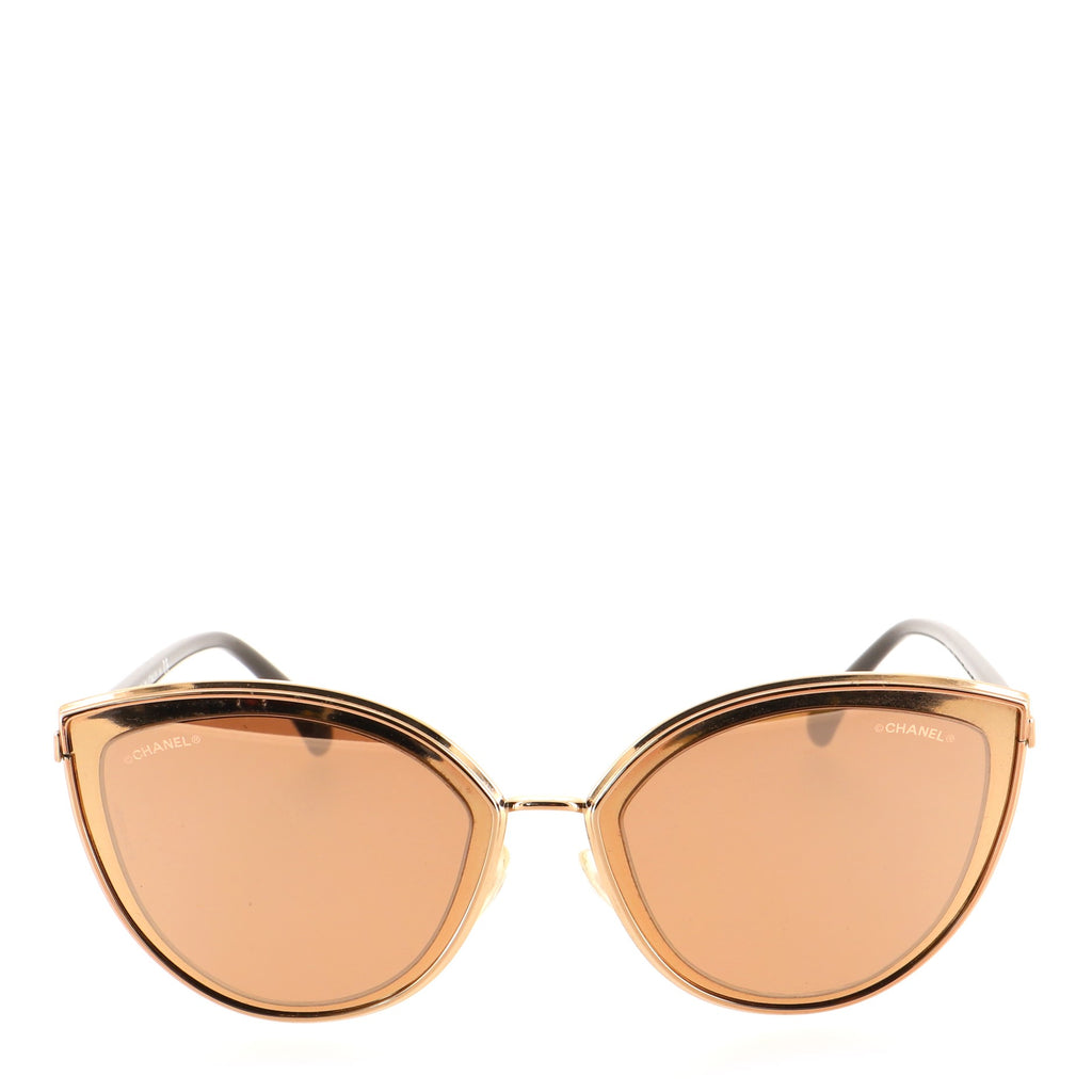 Chanel 18K Gold Cat Eye Sunglasses Metal 106259