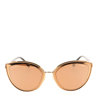 Chanel 18K Gold Cat Eye Sunglasses Metal