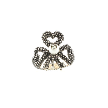 Gucci Heart Bow Ring Sterling Silver with Faux Pearl