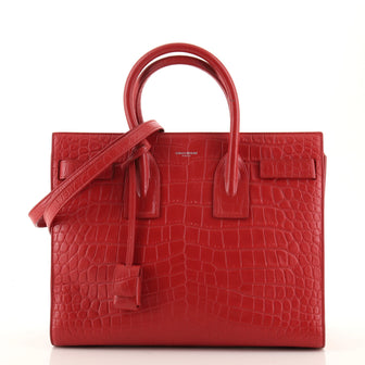 Saint Laurent Sac de Jour Bag Crocodile Embossed Leather Small