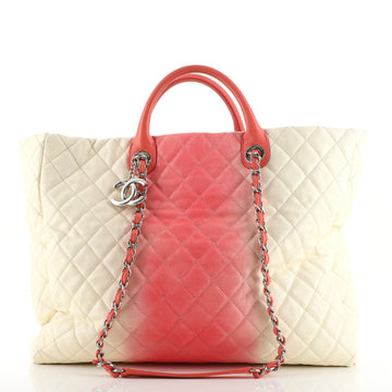 Chanel CC Charm Shopping Tote Quilted Ombre Caviar Large